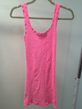 Reina Olga Bubblegum Pink Scrunch Tank Mini Dress One Size Fits All